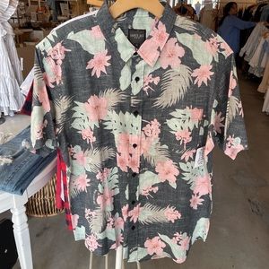 black floral button up shirt